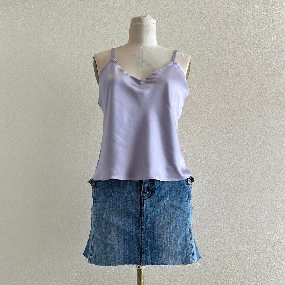 handmade purple lilac satin silk blend low back camisole